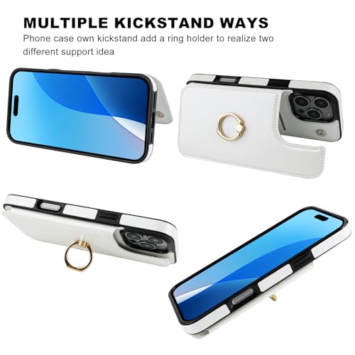 ONETOP for iPhone 16 Pro Max Wallet Case with Credit Card Holder,White - color: White