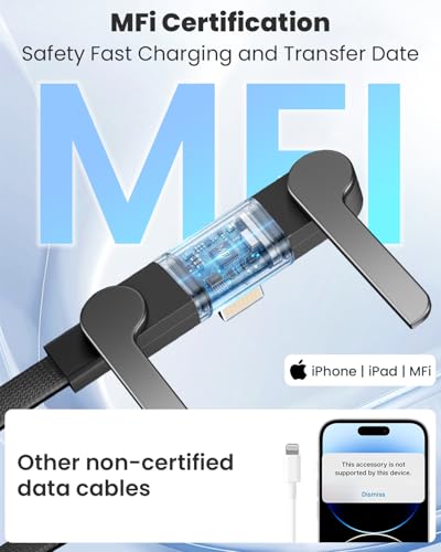 USB C to Lightning Cable with Built-in Phone Stand, MFi Certified 30W PD Fast Sideways iPhone Charger, 90 Degree Type C to Lightning Cable, 2 in 1 Invisible Holder Charger Cable for iPhone 14-5, iPad