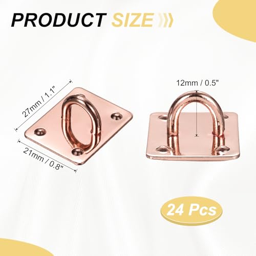 PATIKIL Metal Phone Charm Hook 1.1", 24Pcs Adhesive Square Shaped Phone Finger Grip Hook Smartphones Keychain Ring Charm Loop for DIY Tablet Case Accessories, Rose Gold - color: Rose Gold