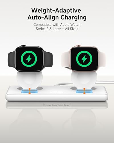 SwanScout Dual Charger for Apple Watch 12/Ultra 4/SE 3/Ultra 3/Ultra 2/SE 2/SE/11/10/9/8/7/6/5/4/3/2, Portable Charging Dock for 2 Apple Watches, SwanScout 507DA (White) - color: White