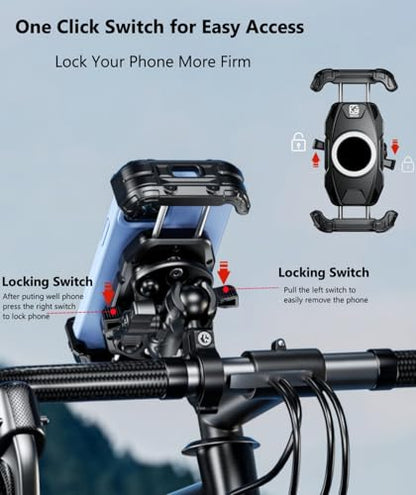Kewig Motorcycle Phone Mount Holder with Vibration Dampener & Secure Lock
