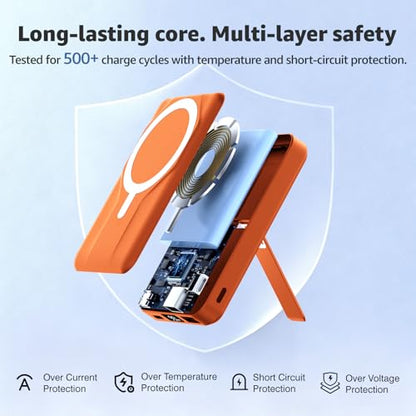 Azmuth for MagSafe Portable Charger, 10000mAh Magnetic Power Bank 20W PD - color: Orange