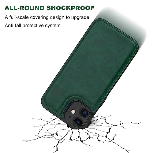 ONETOP for iPhone 12 Mini Wallet Case with Card Holder,Green - color: Green
