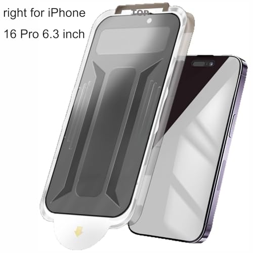 2 Pack Privacy Matte Screen Protector for iPhone 16 Pro 6.3inch, 4-Way 360° Anti-Spy Anti Glare Tempered Glass, Auto Alignment Easy Installation Kit - size: for iPhone 16 Pro
