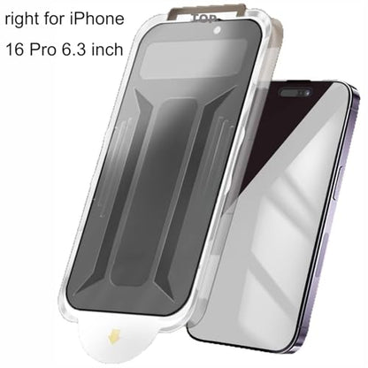 2 Pack Privacy Matte Screen Protector for iPhone 16 Pro 6.3inch, 4-Way 360° Anti-Spy Anti Glare Tempered Glass, Auto Alignment Easy Installation Kit - size: for iPhone 16 Pro
