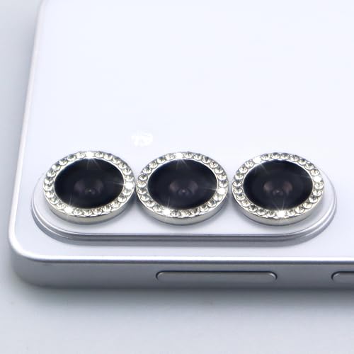 for Samsung Galaxy S26 / S26 Plus Camera Lens Protector, Bling Diamond Metal Ring Tempered Glass Lens Cover, Sparkly Rhinestone Accessories (Silver) - color: Silver