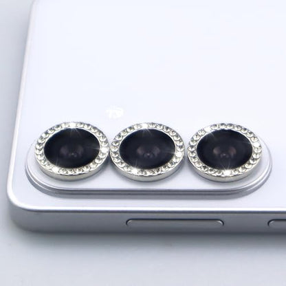 for Samsung Galaxy S26 / S26 Plus Camera Lens Protector, Bling Diamond Metal Ring Tempered Glass Lens Cover, Sparkly Rhinestone Accessories (Silver) - color: Silver