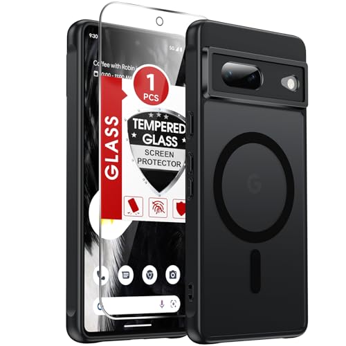 LeYi for Google Pixel-7 Case [MagSafe Fit] Thin Matte Translucent, Black | Pixel7 Cover with Pixel 7 Screen Protector, Magnetic Military-Grade para Googlr7 Unlocked Android Celulares Mobile Smartphone - color: Black, size: Pixel 7 (6.3 Inch)
