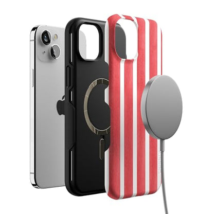 Casely iPhone 15 Plus Case | East Coast Summer | Red Stripes | Bold Protective Design | Compatible with MagSafe - color: East Coast Summer | Red Stripes