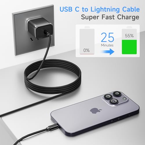 for Braided Long USB C to Lightning Cable 13FT 27W Fast Charging 2 Pack - color: Black, size: 13 feet/4 meters