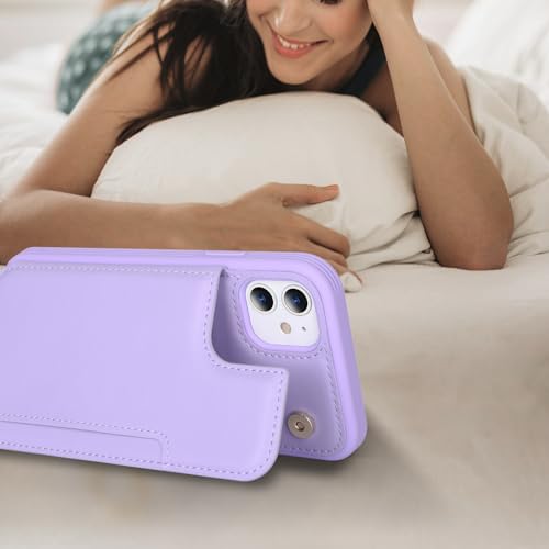 iCoverCase Compatible with iPhone 11 Case with Card Holder, Wallet Phone Case for Women Men RFID Blocking PU Leather Protective Case 6.1 Inch (Light Purple) - color: Light Purple