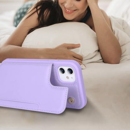 iCoverCase Compatible with iPhone 11 Case with Card Holder, Wallet Phone Case for Women Men RFID Blocking PU Leather Protective Case 6.1 Inch (Light Purple) - color: Light Purple