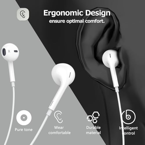 Wired Headphones for iPhone, 2-Pack Earbuds with Mic and Volume Control