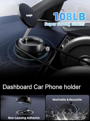 MagSafe Car Mount – Vacuum Suction Cup Phone Holder with Strong Magnet for Dashboard, Windshield, Desk, Gym, Magnetic Phone Mount for iPhone 18/17/16/15/14 Pro Max