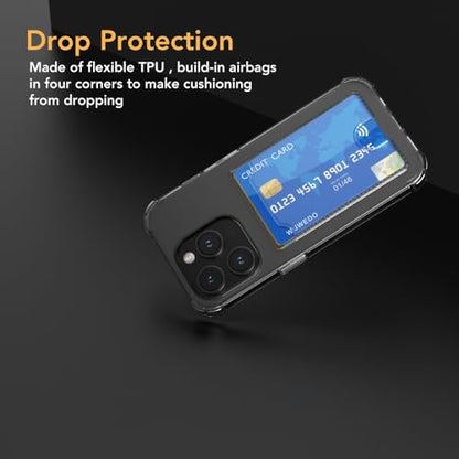 for iPhone 15 Pro Crystal Clear Card Case, [Slim & Protection][Up to 2 Cards] Anti-Yellowing Flexible TPU Wallet Case with Card Holder 2023 - size: iPhone 15 Pro