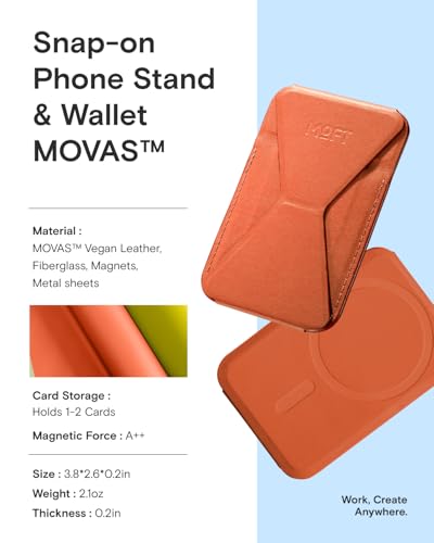 MOFT Magnetic Wallet Stand Compatible with iPhone 18/17/16/15/14/13 Series, Angle Adjustment Magsafe Compatible MOVAS Phone Stand - color: Sunrise, size: Standard