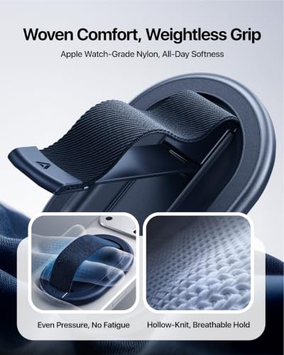 andobil [2026 Woven Comfort] Magnetic Phone Grip for MagSafe w/Finger Strap - color: Deep Blue