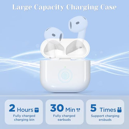 JKV Wireless Charging Case Compatible with AirPods 4 USB C Port, Air Pods 4th Gen Charging Case Replacement with Touch Sensing, Built-in 660 mAh Battery, No Earbuds (Touch Version)