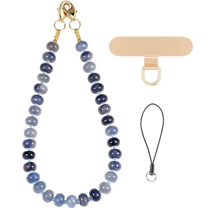 CH.yishi Beaded Phone Charm Wrist Strap with Tether Tab,Camera Lanyard - color: Blue Aventurine