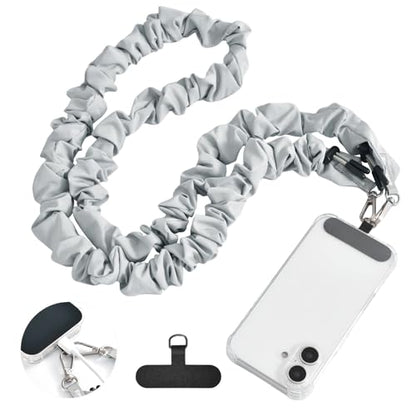 Phone Lanyard Scrunchie Long Strap - Stylish and Comfortable Adjustable Camera, Phone, and Accessory Strap (Gray)