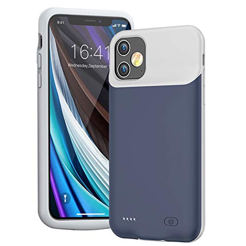 Battery Case for iPhone 12 Mini, Full Encircle 6000mAh Ultra-Slim Rechargeable Portable Charging Cover Extended Battery Pack Compatible with iPhone 12 Mini (5.4 inch) Charger Case Support Carplay-Blue