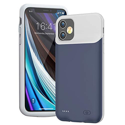 Battery Case for iPhone 12 Mini, Full Encircle 6000mAh Ultra-Slim Rechargeable Portable Charging Cover Extended Battery Pack Compatible with iPhone 12 Mini (5.4 inch) Charger Case Support Carplay-Blue