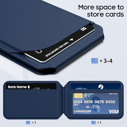 for Mag-Safe Wallet, Leather Phone Magnetic Wallet Stand Adjustable for iPhone 17/16/15/14/13/12 Series, ID Window, RFID Blocking (Blue) - color: blue