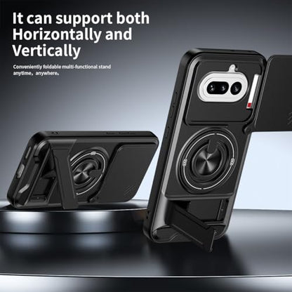 Compatible with Nothing Phone4a Case Cover,Compatible with Nothing Phone (4a) 5G A069 with Slide Camera Cover Phone Stand Protective Case Black - color: Black, size: Compatible with Nothing Phone4a