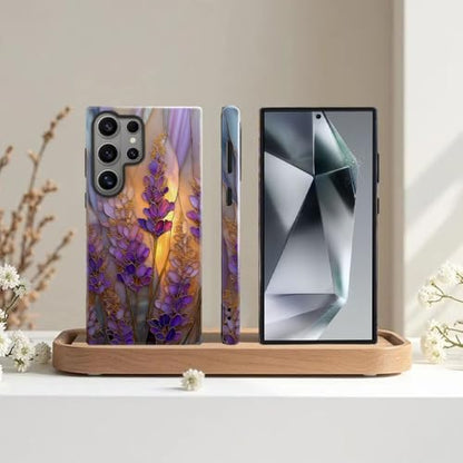 Compatible with Samsung Galaxy S26 Ultra Case,Glossy Case All-Round Protection Shockproof Anti-Scratches TPU Cover,Cases for Man Woman-Stained Glass Lavender in Bloom - color: Stained Glass Lavender in Bloom, size: Galaxy S26 Ultra