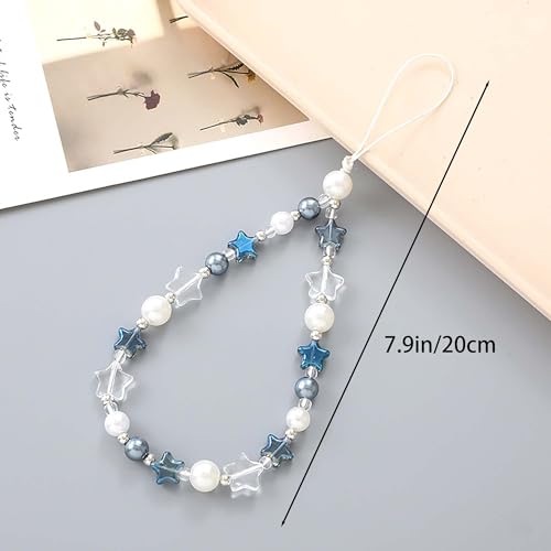 Beaded Phone Charm Lanyard Strap Girly Style Fixed Beads Pearl Lanyards - color: PH-wjzz-3