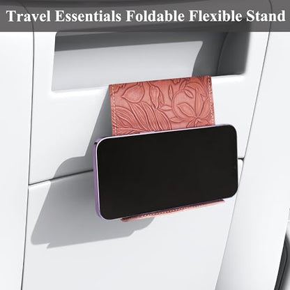 Airplane Travel Essentials for Flying Flex Flap Cell Phone Holder & Flexible Tablet Stand for Desk, Bed, Treadmill, Home & in-Flight Airplane Travel Accessories(1-Carved Brown) - color: 1-Carved Brown