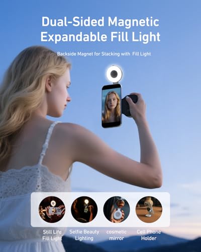 TELESIN Fun Shot Magnetic Phone Camera Grip with Magnetic Selfie Light Kit - color: Black