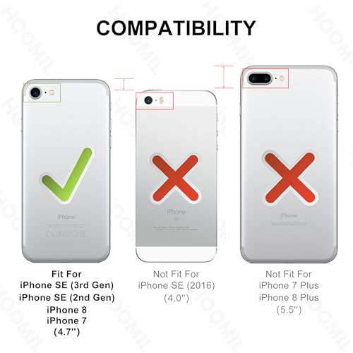 HOOMIL Case for iPhone SE 3rd/2nd Gen, iPhone 7/iPhone 8, Non-Yellowing, Drop Protection, Anti-Scratch Transparent Hard Back Phone Cover - Crystal Clear - color: Clear, size: iPhone 7/8/SE 2020/2022