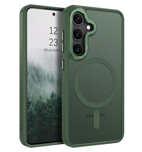 BENTOBEN Magnetic for Samsung Galaxy S24 Plus Case [Compatible with Magsafe] Translucent Matte Slim Thin Shockproof Anti-Yellow Women Men Protective Phone Cover for Samsung S24 Plus 6.7", Dark Green - color: Forest Green
