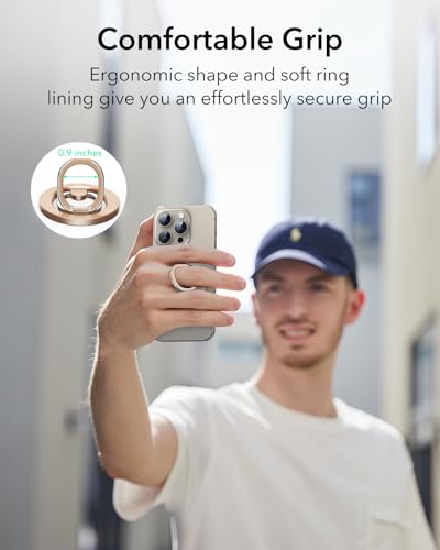 ESR for MagSafe Phone Grip for iPhone 17-12, 2-Way Magsafe Ring Holder - color: Desert Titanium