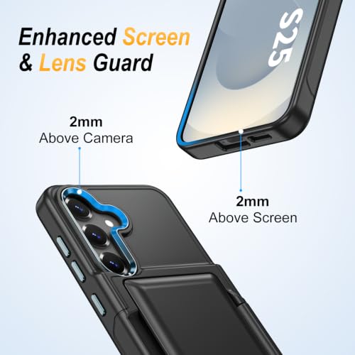 Vofolen for Samsung Galaxy S25 Case Wallet with Card Holder RFID Blocking | 2 Card Slots Heavy Duty Shockproof Drop Protective Flip Slim Pocket Cover for Samsung S25 Case for Men Women-Black - size: For Samsung Galaxy S25