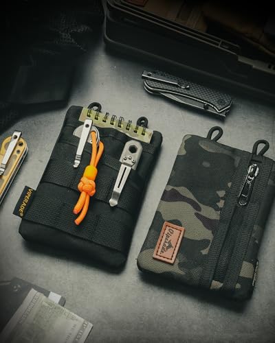 VIPERADE VE3 Tool Pouch Pocket Organizer, Nylon Tool Belt Loop Pouch with 4 Pockets Tool Storage EDC Pouch for Flashlight/Pocket Knife, Tactical Pen, Notebook (Tan) - color: Tan