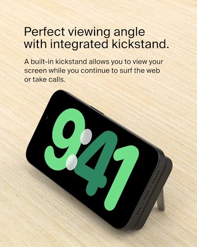 Belkin 5000mAh 15W Qi2 MagSafe Power Bank with Kickstand - color: Black, style: 5K mAh