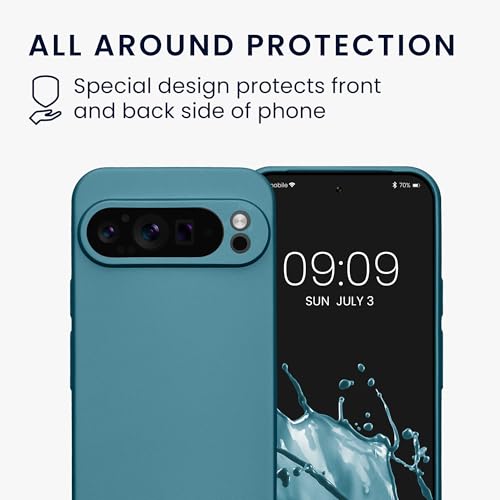 kwmobile Case Compatible with Google Pixel 9 Pro XL Case -Soft TPU Back Phone Cover - with Metallic Look - Metallic Caribbean Blue - color: Metallic Caribbean Blue