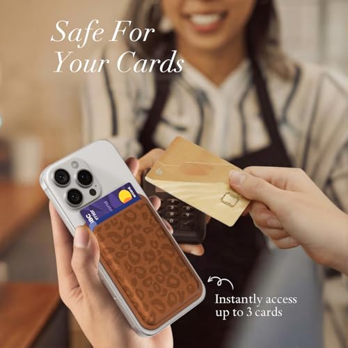 Svanove Leopard Magnetic Phone Wallet Compatible with Magsafe Wallet for Women, Cheetah Print ID Credit Card Holder Wallets for iPhone 17/16/15/14/13/12 Series, Cute Slim Leather Wallets, Brown - color: Brown