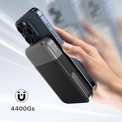 JUOVI for Magsafe Power Bank 10000mAh Portable Charger with Stand - color: Black