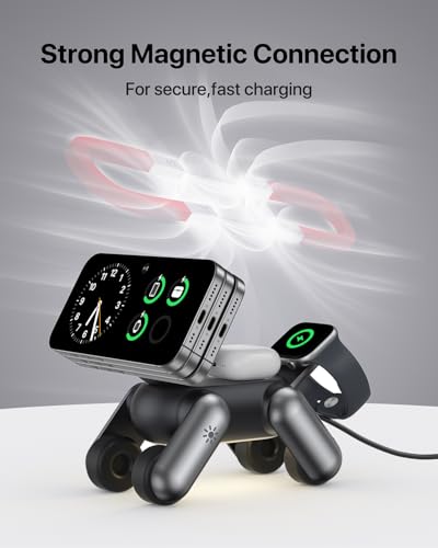 Waloo 3 in 1 Wireless Charger Robot Dog Stand for iPhone, Watch and Airpods