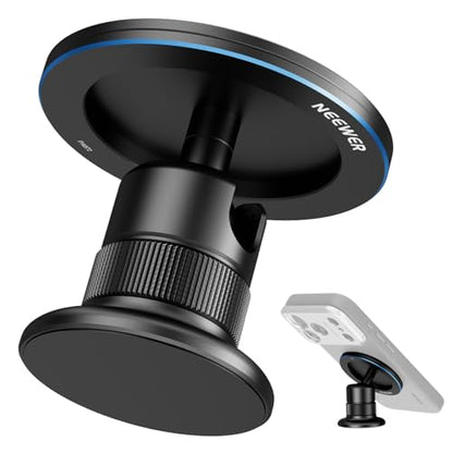 NEEWER Magnetic Phone Tripod Mount Compatible with MagSafe iPhone, Gym Golf Cart Phone Holder, 360° Ball Head Adapter Mount with Metal Ring & Detachable Base for Selfie Stick Tripod, PA072 - style: PA072