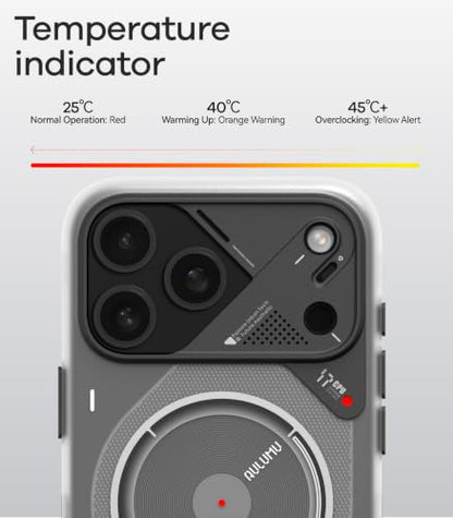 Aulumu A17 iPhone 17 Pro Max Magnetic Thermal Case | CoolHyper | with Camera Control | IMD Technology | Compatible with Magsafe | Touch Translucent Gray - color: Translucent Gray, size: iPhone 17 Pro Max