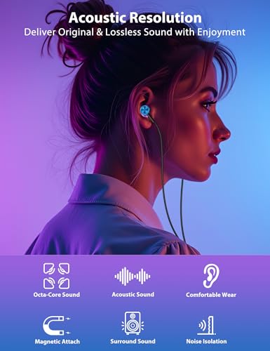 Jiunai USB C Wired Earbuds Right Angle Headphones with Mic Gradient Purple - color: Gradient Purple Blue
