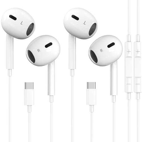 2 Pack-USB C Headphones for iPhone 17/16/15 Earbuds USB C Wired Earphones