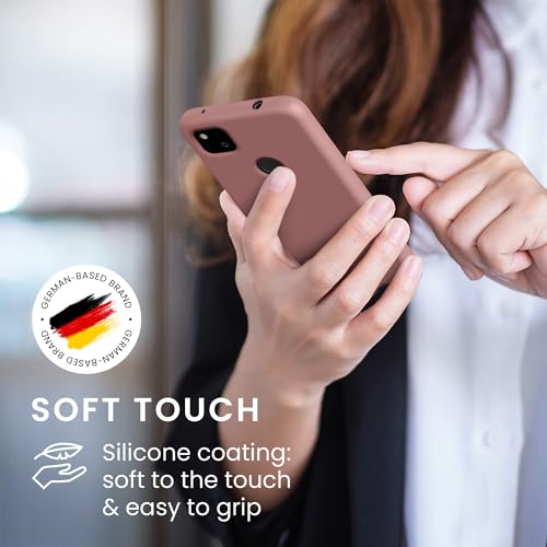 kwmobile Case Compatible with Google Pixel 4a Case - Slim Protective TPU Silicone Phone Cover - Winter Rose - color: Winter Rose