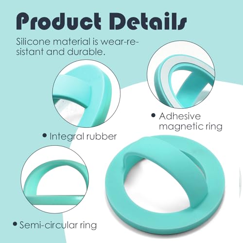 Magnetic Silicone Ring Grip Phone Holder, Rotating Finger Loop Ring Grip Holder, Soft and Portable, Strong Magnetic Attraction, Compatible with Magsafe for iPhone and Samsung Case (Cyan) - color: Cyan