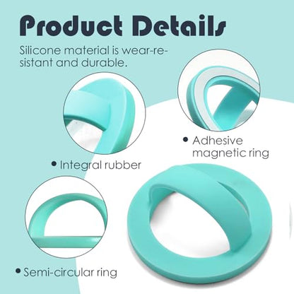 Magnetic Silicone Ring Grip Phone Holder, Rotating Finger Loop Ring Grip Holder, Soft and Portable, Strong Magnetic Attraction, Compatible with Magsafe for iPhone and Samsung Case (Cyan) - color: Cyan