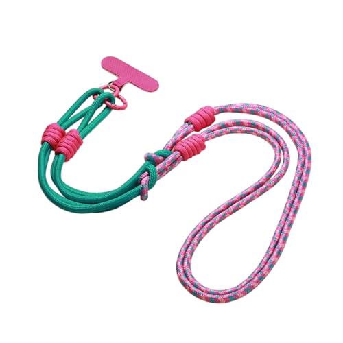 Braided Phone Crossbody Lanyard, Adjustable Neck and Wrist Strap with Quick Release Compatible with Most Smartphones - color: Green+purple